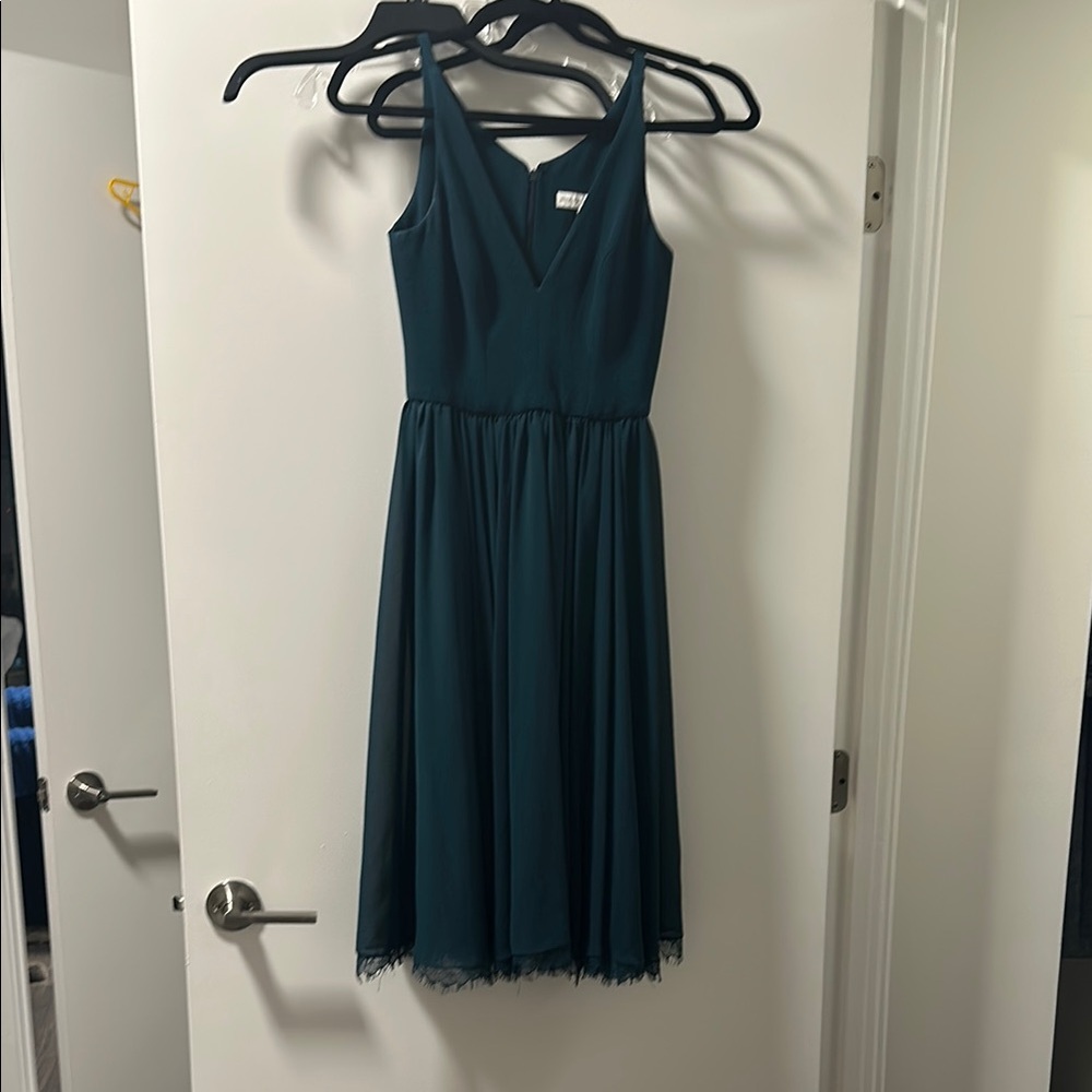 Dress the Population Blue Tiered Sundress Knee-Length Halter Sleeveless, XS